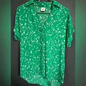 the blouse is the brand Cabi its an extra small and its green with white flowers